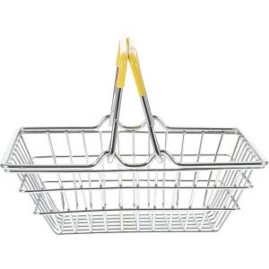 imageMiniature Metal Shopping Basket Mini Grocery Basket Shopping Cart Simulation Supermarket Basket Dolls House Furniture Mini Vegetable Basket yellow or random coloryellow or random color