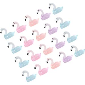 imageToyvian 30Pcs Accessories miniature resin lawn statuette Flamingo Party Decorations Tiny Flamingo Decor Mini Flamingo Statue decorate Small animals small toy Garden Flamingo Figurine
