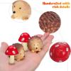 imageToyvian 1 Set Resin Fairy Garden Accessories 2 Hedgehogs and 4 Mushrooms Garden Decoration Mini Resin Animals Figures Landscape Figurines for Miniatures Garden Decorative Ornaments