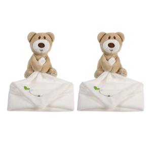 imageToyvian 2pcs Bear Lovey Baby Security Blanket with Plush Stuffed Animal Bear Soothing Toy Towels Personalized Baby Blanket for Newborn Babies Sleep Soothing