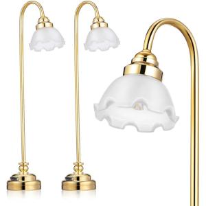 imageToyvian Miniature Dollhouse Lamp 112 Scale Dollhouse Lighting Miniature Furniture Led Light Mini Lamp Dollhouse Light Fixtures Mini Table Lamp Ornament for Dollhouse Accessories