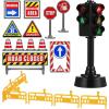 imageToyvian 1 Set Street Signs Playset for Kids Mini Traffic Signs Toy Plastic Cones Toyset Mini Traffic Light and Traffic Sign Models Traffic Signal Stoplights Safety Education Toy