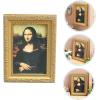 imageToyvian Dollhouse Accessories Mini Photo Frame Toy Miniature Scene Furniture Miniatures Oil Painting Tiny Oil Painting Craft Simulated Mona Lisa Painting Exquisite Oil Painting Doll House