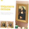 imageToyvian Dollhouse Accessories Mini Photo Frame Toy Miniature Scene Furniture Miniatures Oil Painting Tiny Oil Painting Craft Simulated Mona Lisa Painting Exquisite Oil Painting Doll House