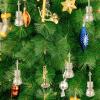 image12pcs Musical Instrument Christmas Ornaments Xmas Tree Hanging Decorations Golden Silver Violin Trumpet Hanging Tree Decor Musical Instrument Model Tree Ornament