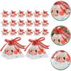 image50Pcs Christmas Candy Boxes Triangle Candy Bags Xmas Santa Claus Box Present Packaging Paper Bags Christmas Treat Boxes with Ribbon Triangle for Christmas PartyWhite