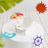 imageToyvian 2pcs Miniature Chair Mini Beach Chair Sun Umbrella Cake Topper Micro Landscape Bonsai Dollhouse Decor for Aquarium Terrariums Decoration Cake Ornaments
