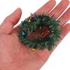 imageToyvian 4pcs Dollhouse Ornaments Mini Houses Micro Toys Christmas Tree Ornaments Mini Wreaths with Lights Decorative Wreath 1 12 Scale Christmas Wreath Christmas Wreath with Light Plastic