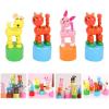 imageToyvian 4pcs Wooden Cat Dog Figurine Toy Dancing Rocking Finger Puppets Wooden Push Up Toy Animals Finger Puppet Funny Finger Toys for Christmas Random Style