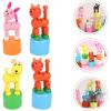 imageToyvian 4pcs Wooden Cat Dog Figurine Toy Dancing Rocking Finger Puppets Wooden Push Up Toy Animals Finger Puppet Funny Finger Toys for Christmas Random Style