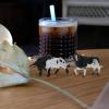 imageToyvian Miniature Cattle Figurines Set  4pcs Animal Figures Cow Bull Farm Animals  Cognition Toys Cake Toppers for Desktop Decor