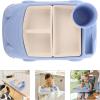 imageToyvian Toddler Plate Divided Meal Tray Car Shaped Plate Sections Dinner Dish with Cup Holder for Babies Kids Eating Food Grade Bamboo Fiber Platter for Child BlueBlue