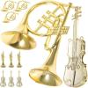 image12pcs Musical Instrument Christmas Ornaments Xmas Tree Hanging Decorations Golden Silver Violin Trumpet Hanging Tree Decor Musical Instrument Model Tree Ornament