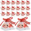 image50Pcs Christmas Candy Boxes Triangle Candy Bags Xmas Santa Claus Box Present Packaging Paper Bags Christmas Treat Boxes with Ribbon Triangle for Christmas PartyWhite
