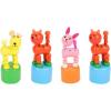 imageToyvian 4pcs Wooden Cat Dog Figurine Toy Dancing Rocking Finger Puppets Wooden Push Up Toy Animals Finger Puppet Funny Finger Toys for Christmas Random Style