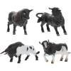 imageToyvian Miniature Cattle Figurines Set  4pcs Animal Figures Cow Bull Farm Animals  Cognition Toys Cake Toppers for Desktop Decor