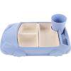imageToyvian Toddler Plate Divided Meal Tray Car Shaped Plate Sections Dinner Dish with Cup Holder for Babies Kids Eating Food Grade Bamboo Fiber Platter for Child BlueBlue