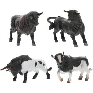 imageToyvian Miniature Cattle Figurines Set  4pcs Animal Figures Cow Bull Farm Animals  Cognition Toys Cake Toppers for Desktop Decor