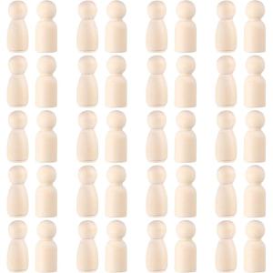 imageToyvian Wooden Peg Dolls Unfinished 113 inch Wood Peg Dolls Pack of 40 Wooden People Pegs for DIY Crafting Painting Handicrafts Wooden Peg Games