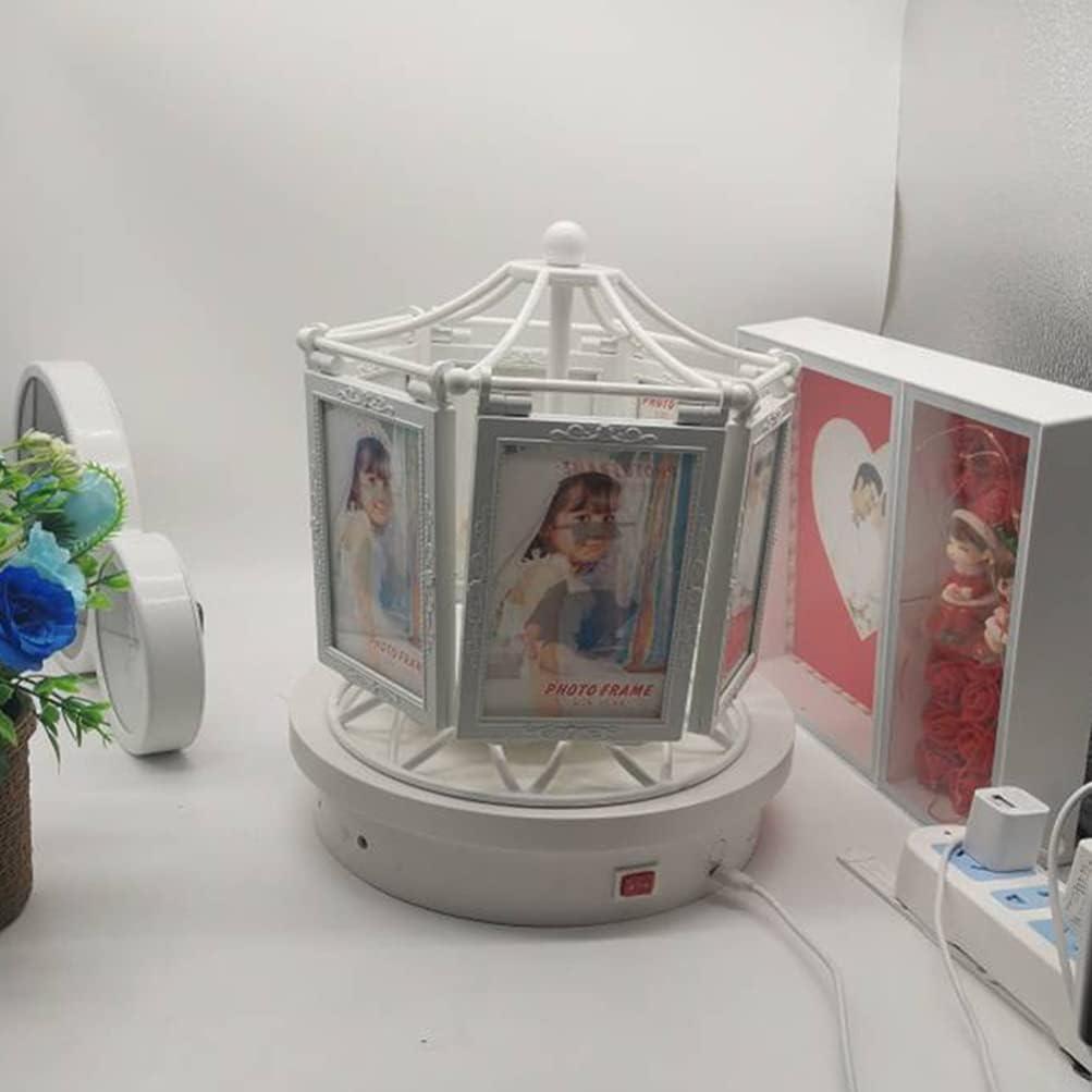 imageVintage Pictures Rotating Ferris Wheel Picture Frame Music Photo Frame Desktop Picture Display Carousel Photo Display Holder Stand for Home Decor Christmas Birthday Gifts Vintage Frames