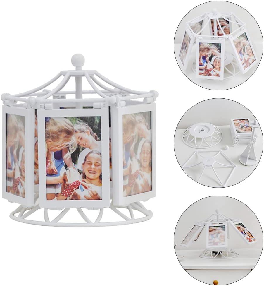 imageVintage Pictures Rotating Ferris Wheel Picture Frame Music Photo Frame Desktop Picture Display Carousel Photo Display Holder Stand for Home Decor Christmas Birthday Gifts Vintage Frames