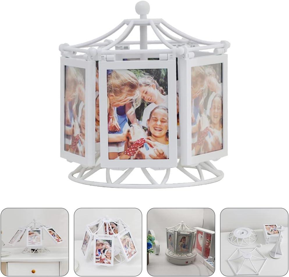 imageVintage Pictures Rotating Ferris Wheel Picture Frame Music Photo Frame Desktop Picture Display Carousel Photo Display Holder Stand for Home Decor Christmas Birthday Gifts Vintage Frames