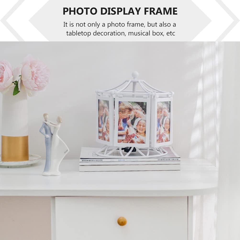 imageVintage Pictures Rotating Ferris Wheel Picture Frame Music Photo Frame Desktop Picture Display Carousel Photo Display Holder Stand for Home Decor Christmas Birthday Gifts Vintage Frames