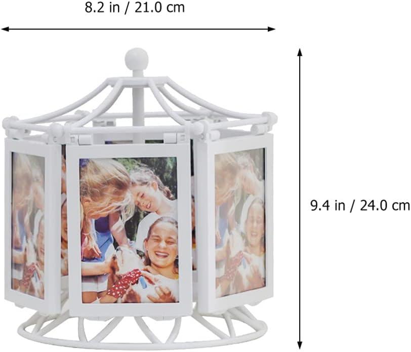 imageVintage Pictures Rotating Ferris Wheel Picture Frame Music Photo Frame Desktop Picture Display Carousel Photo Display Holder Stand for Home Decor Christmas Birthday Gifts Vintage Frames