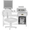 image1 Set Miniature Office Desk Dollhouse Computer Desk Mini Toys for Crafts  Tiny House Wood Computer Model Miniature Office Furniture Ornament for Kids Doll HouseWhite