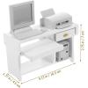 image1 Set Miniature Office Desk Dollhouse Computer Desk Mini Toys for Crafts  Tiny House Wood Computer Model Miniature Office Furniture Ornament for Kids Doll HouseWhite