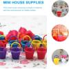 image10pcs Miniature Beach Buckets Decor 25cm1inches Mini Plastic Beach Pail Sandbox Toy for Doll  Handmade Small Water Buckets Model