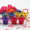 image10pcs Miniature Beach Buckets Decor 25cm1inches Mini Plastic Beach Pail Sandbox Toy for Doll  Handmade Small Water Buckets Model