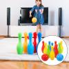 imageToyvian Bowling Set Toys 10 Color Bowling Pins 2 Bowling Ball Bowling Toy Educational Game for Indoor and Outdoor15Inch43InchSmall