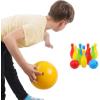 imageToyvian Bowling Set Toys 10 Color Bowling Pins 2 Bowling Ball Bowling Toy Educational Game for Indoor and Outdoor15Inch43InchSmall
