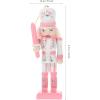 imageToyvian Pink Christmas Nutcracker Decoration 4pcs Christmas Nutcracker Ornament Xmas Wooden Nutcracker Pendant for Christmas Tree Decorations 12CM
