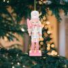 imageToyvian Pink Christmas Nutcracker Decoration 4pcs Christmas Nutcracker Ornament Xmas Wooden Nutcracker Pendant for Christmas Tree Decorations 12CM