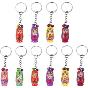 imageToyvian 36pcs Key Chain Russian Doll Keychains Dolls Girls Russian Stacking Toys Miniature Babushka Doll Mobile Phone Charm Pendant Cute Keychain Toy for Kids Wooden Key Ring Ska Car Child
