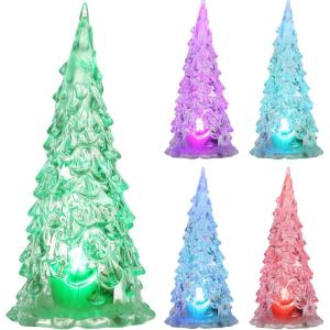 imageToyvian 5pcs LED Tabletop Lighted Christmas Tree Lighted Acrylic Christmas Trees for Table Desktop Holiday Decorations