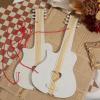 imageToyvian Wooden Guitar Kids Craft 10pcs Unfinished Mini Ukulele Toys with Hole Ropes Electric Guitar Shaped Hanging Ornaments Musical Instrument Set for Children Ages 35 DIY Painting and Display