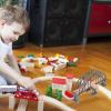 imageToyvian Wooden Train Tracks Suspension Bridge Toy Wood Cross Railway Toys Train Scene Layout Props Toy Train Accessory for Kids Toddlers Grey Wooden Train Accessories