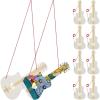 imageToyvian Wooden Guitar Kids Craft 10pcs Unfinished Mini Ukulele Toys with Hole Ropes Electric Guitar Shaped Hanging Ornaments Musical Instrument Set for Children Ages 35 DIY Painting and Display