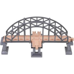 imageToyvian Wooden Train Tracks Suspension Bridge Toy Wood Cross Railway Toys Train Scene Layout Props Toy Train Accessory for Kids Toddlers Grey Wooden Train Accessories