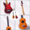 imageToyvian 2Pcs Miniature Guitar Dollhouse Mini Musical Instrument Wood Bass Guitar Model Ornament for Fairy Garden Accessories Kids Play Toys Birthday Gifts Random Color