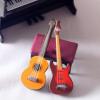 imageToyvian 2Pcs Miniature Guitar Dollhouse Mini Musical Instrument Wood Bass Guitar Model Ornament for Fairy Garden Accessories Kids Play Toys Birthday Gifts Random Color
