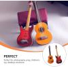 imageToyvian 2Pcs Miniature Guitar Dollhouse Mini Musical Instrument Wood Bass Guitar Model Ornament for Fairy Garden Accessories Kids Play Toys Birthday Gifts Random Color