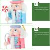 imageToyvian Christmas Candy Nutcracker Ornaments 4pcs Pink Candy Cane Wooden Pastel Nutcracker Soldier Figures Traditional Holiday Nutcrackers Christmas Tree Hanging Pendant Gift 12CM