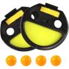 imageToyvian Ball and Catch Game Childrens Hand Catching Ball Racket Outdoor Beach Toys for Kids Racket Throwing Ball Table Tennis Hand Clip 1 Set 2pcs Racket 4pcs Balls Yellow