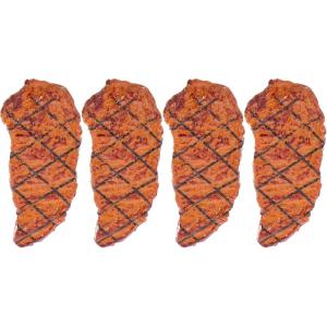 imageToyvian 4pcs Artificial Mini Steak Play Food Kitchen Toys Accessories Fake Meat Food Props Model for Display Lifelike Cooked Roast Steak