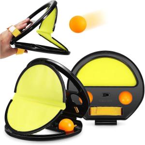 imageToyvian Catch Ball Game Outdoor Pop and Catch Ball Game Kids Outdoor Play Toys  Toss and Catch Ball Set Yard Games  2 Launchers and 4 Balls Yellow