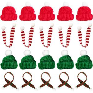 imageToyvian Christmas Mini Hat Santa Scarf Home Decoration Nativity Decor Tiny Santa Hats Xmas Lollipop Hat Doll Santa Costume Mini Hats for Crafts Miniature Christmas Scarf Snowman Hat 20pcs